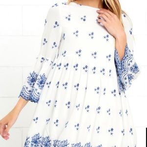 WITH A WHISPER BLUE AND IVORY EMBROIDERED DRESS